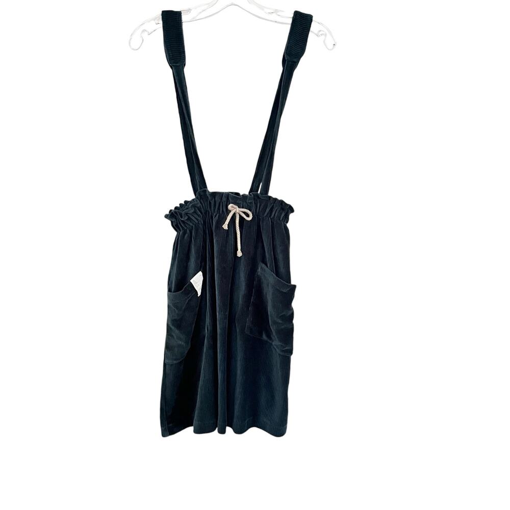 Zara girls green corduroy suspender midi skirt size 13-14